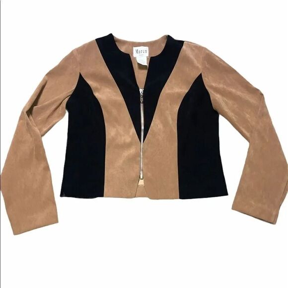 Maren Petite Vintage Faux Suede Moto Zip Up Jacket - Picture 1 of 6